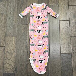 Little Sleepies Newborn Gown Pink Farm Animals Like New